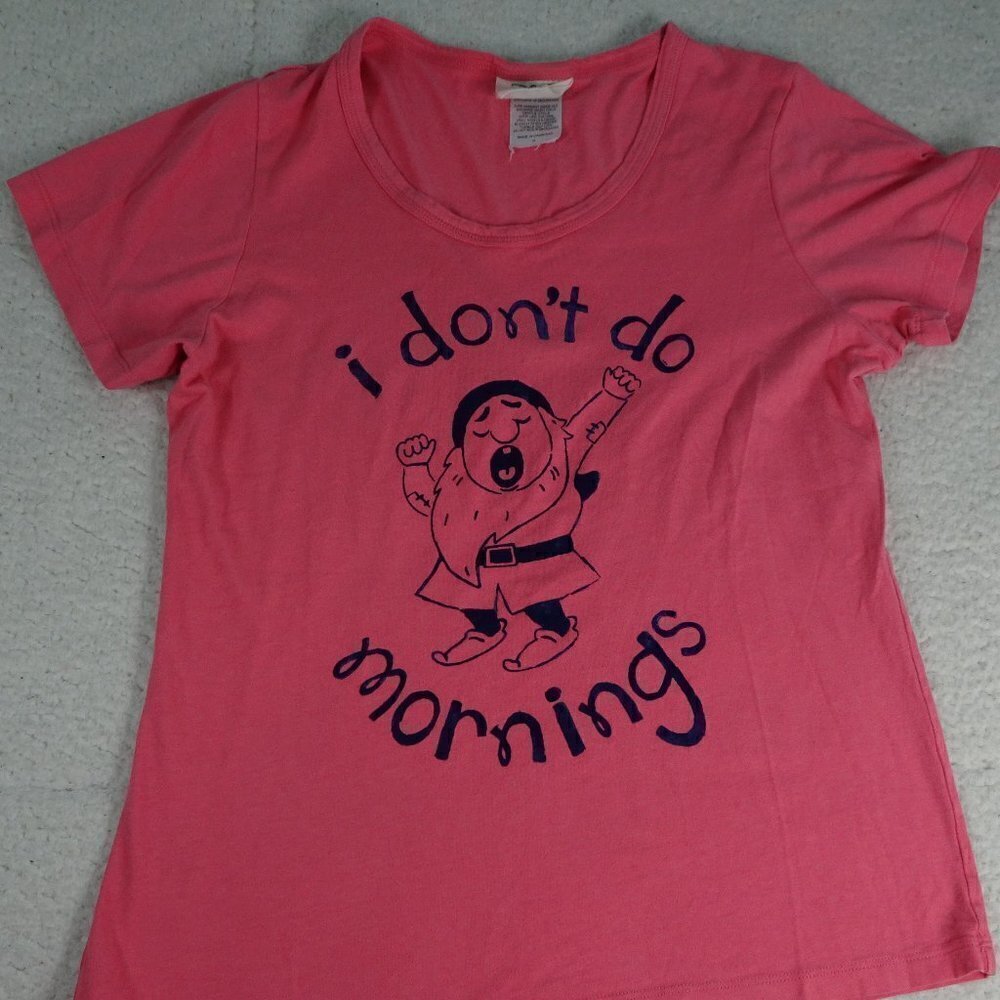Disney "I Don't Do Mornings" Pink Shirt Medium